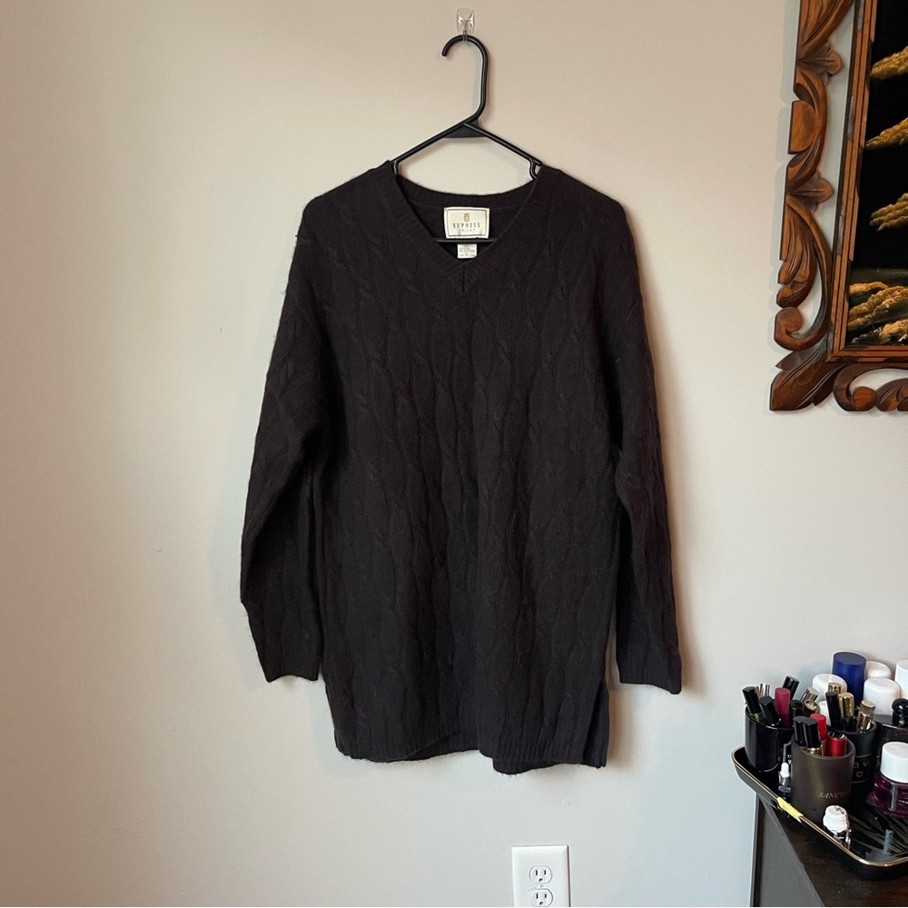 90s Angora/Wool Cable Knit Sweater L